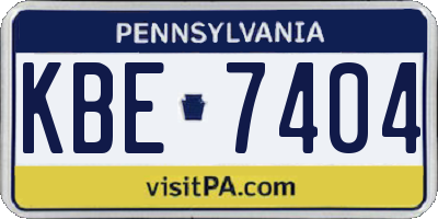 PA license plate KBE7404