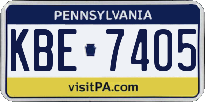 PA license plate KBE7405