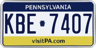 PA license plate KBE7407