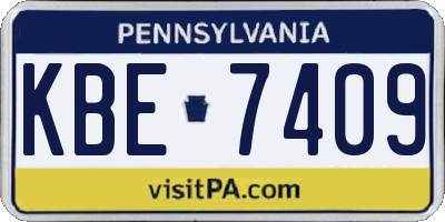 PA license plate KBE7409