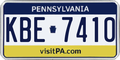 PA license plate KBE7410