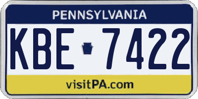 PA license plate KBE7422