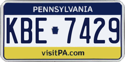 PA license plate KBE7429