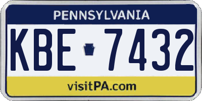 PA license plate KBE7432