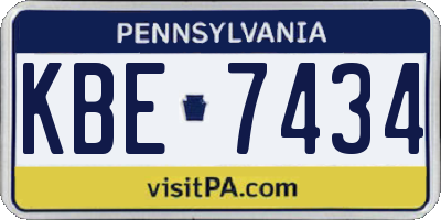 PA license plate KBE7434