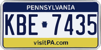 PA license plate KBE7435