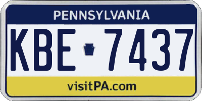 PA license plate KBE7437