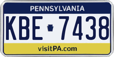 PA license plate KBE7438