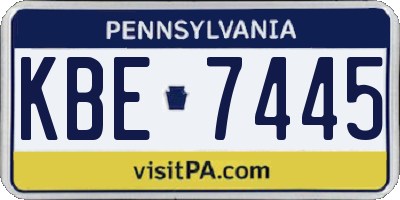 PA license plate KBE7445
