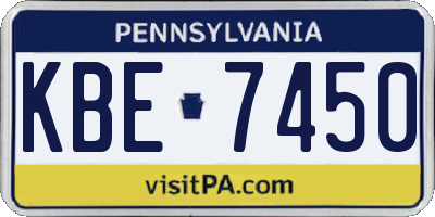 PA license plate KBE7450
