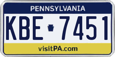 PA license plate KBE7451