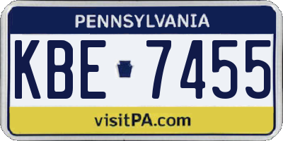 PA license plate KBE7455