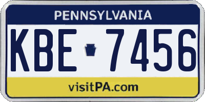 PA license plate KBE7456