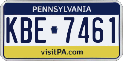 PA license plate KBE7461