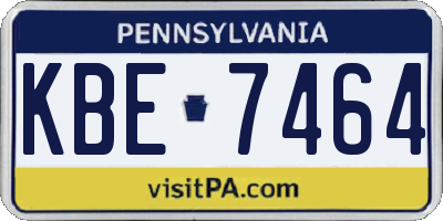 PA license plate KBE7464