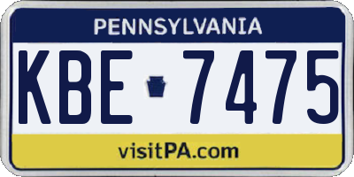 PA license plate KBE7475