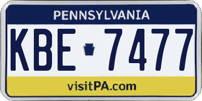 PA license plate KBE7477