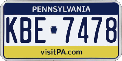 PA license plate KBE7478