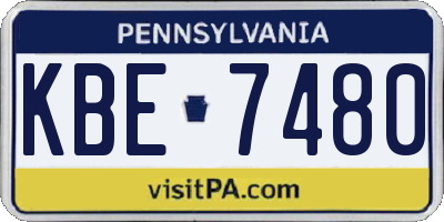 PA license plate KBE7480
