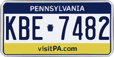 PA license plate KBE7482