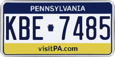 PA license plate KBE7485