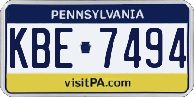 PA license plate KBE7494