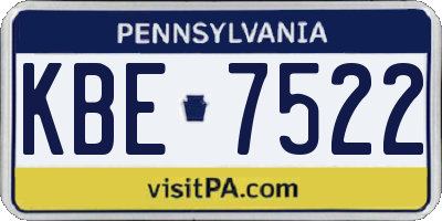 PA license plate KBE7522