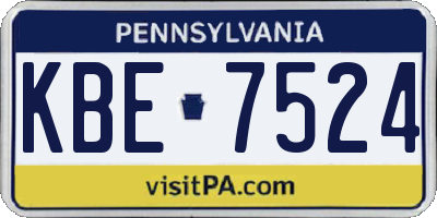 PA license plate KBE7524