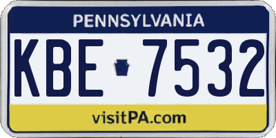 PA license plate KBE7532