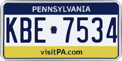 PA license plate KBE7534