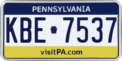 PA license plate KBE7537