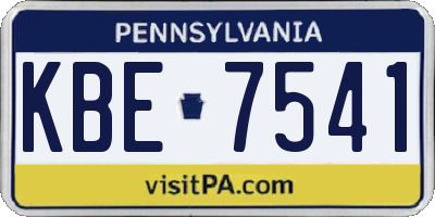 PA license plate KBE7541