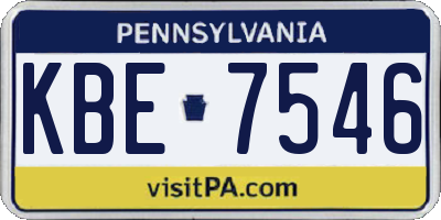 PA license plate KBE7546