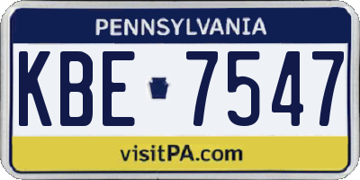 PA license plate KBE7547