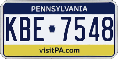 PA license plate KBE7548