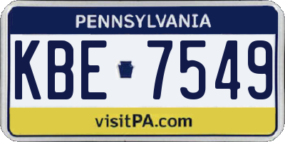 PA license plate KBE7549