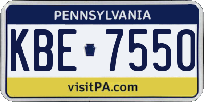 PA license plate KBE7550