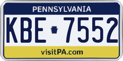 PA license plate KBE7552