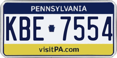 PA license plate KBE7554