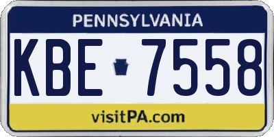 PA license plate KBE7558