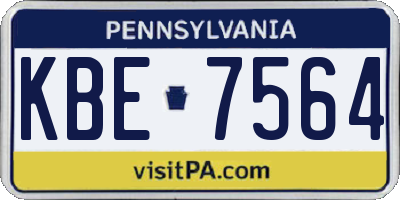 PA license plate KBE7564