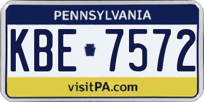 PA license plate KBE7572