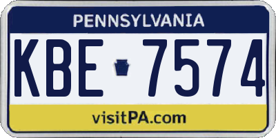 PA license plate KBE7574
