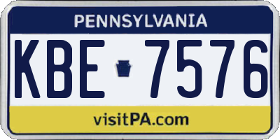 PA license plate KBE7576