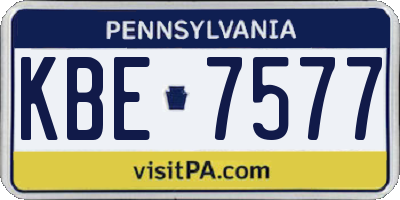 PA license plate KBE7577