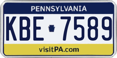 PA license plate KBE7589