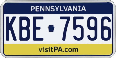 PA license plate KBE7596