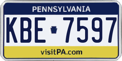 PA license plate KBE7597