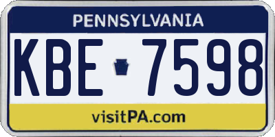 PA license plate KBE7598
