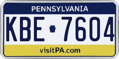 PA license plate KBE7604